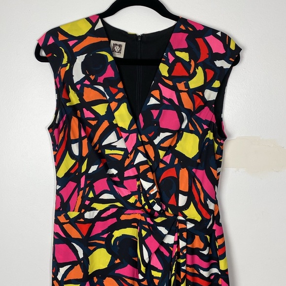 Anne Klein Geometric Faux Wrap Dress Sz 10 - Picture 3 of 5